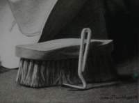 Drawing Still Life - Headed For The Horse brush and hoof pick detail